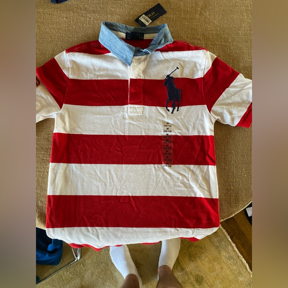 Kids Medium Ralph Lauren Striped Polo